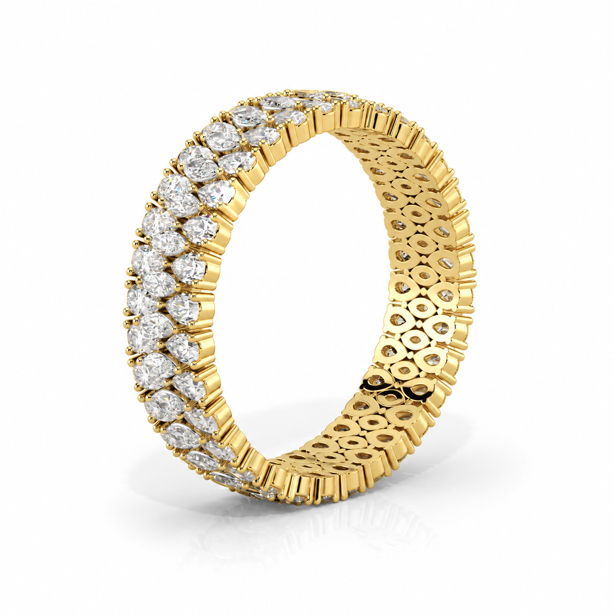 Serena wedding band angled view in yellow gold