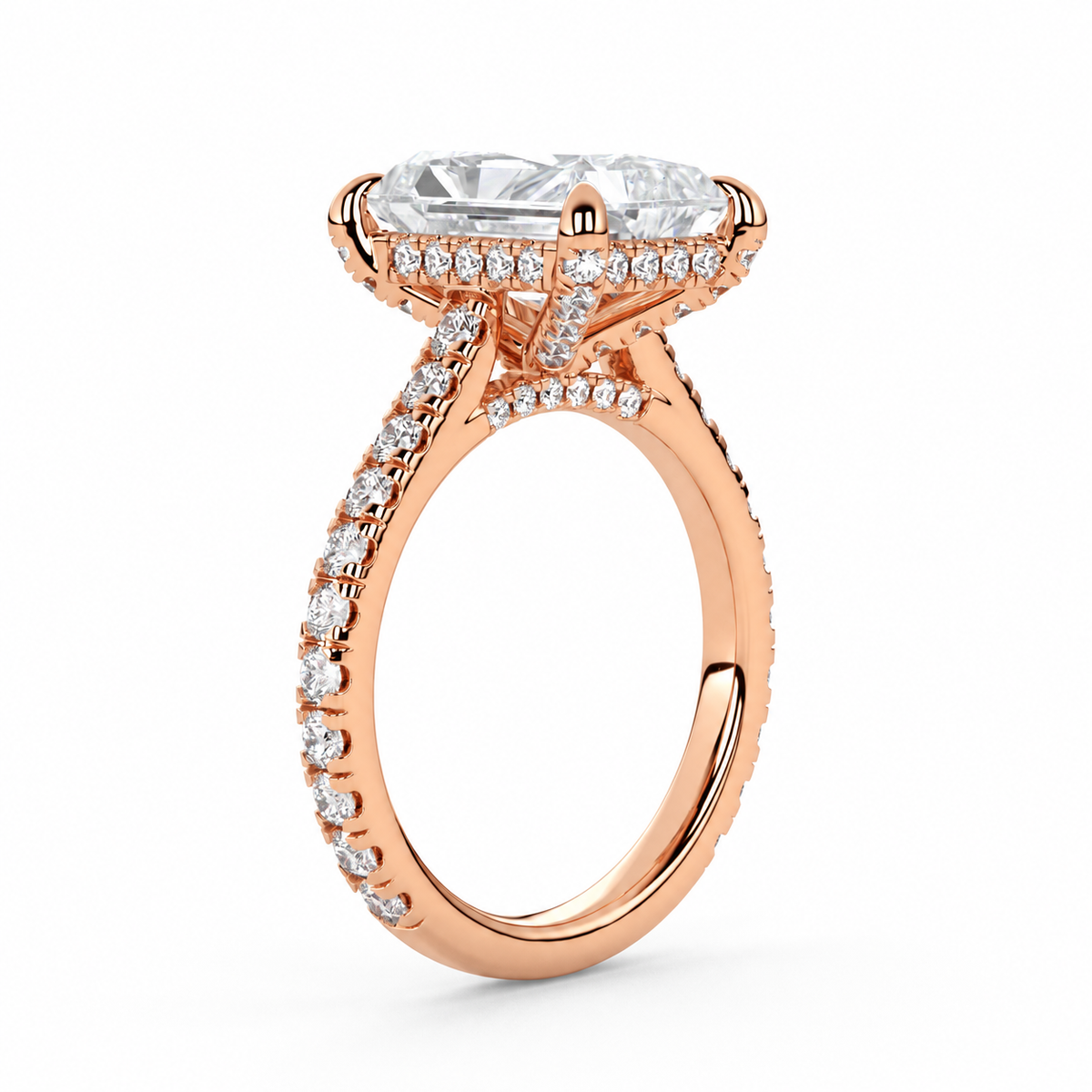 Sharon engagement ring angled profile in rose gold