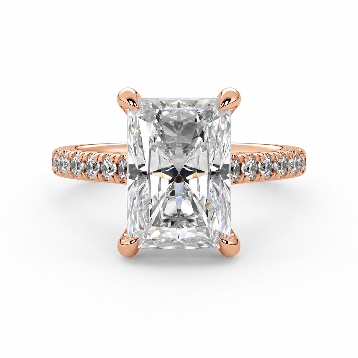 Sharon engagement ring front view in rose gold