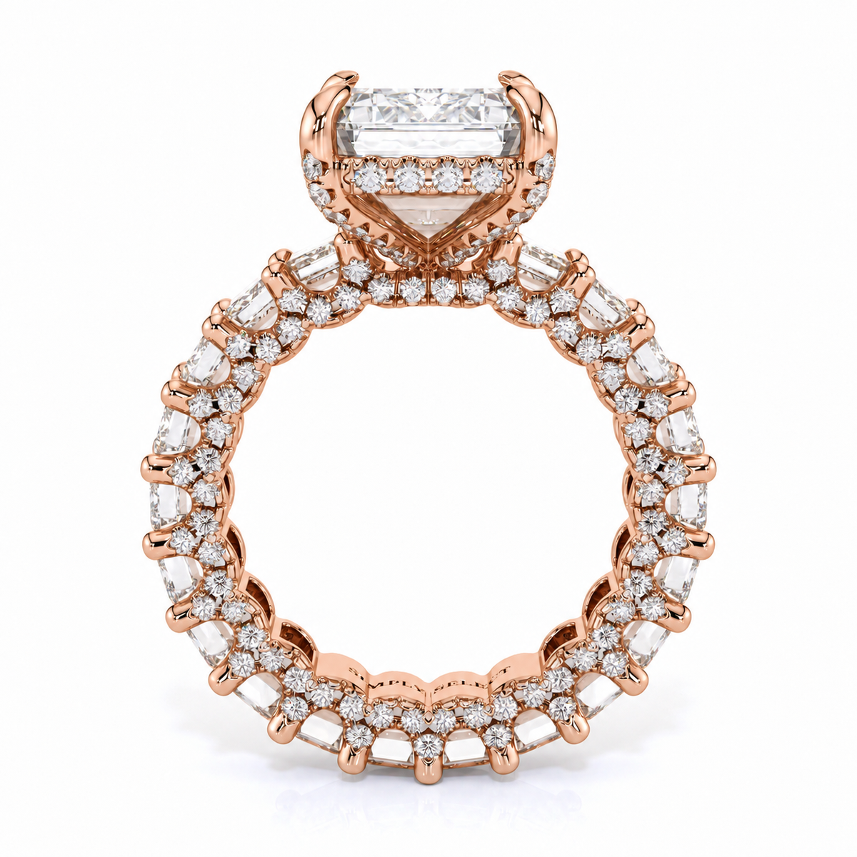 Vanessa engagement ring, rose gold, straight profile view
