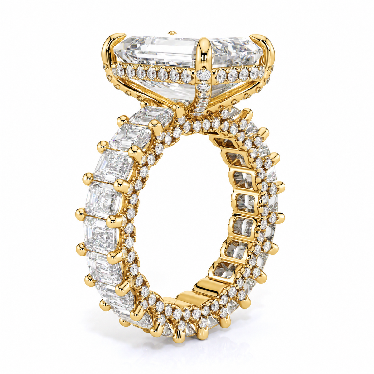 Vanessa engagement ring, yellow gold, angled profile view