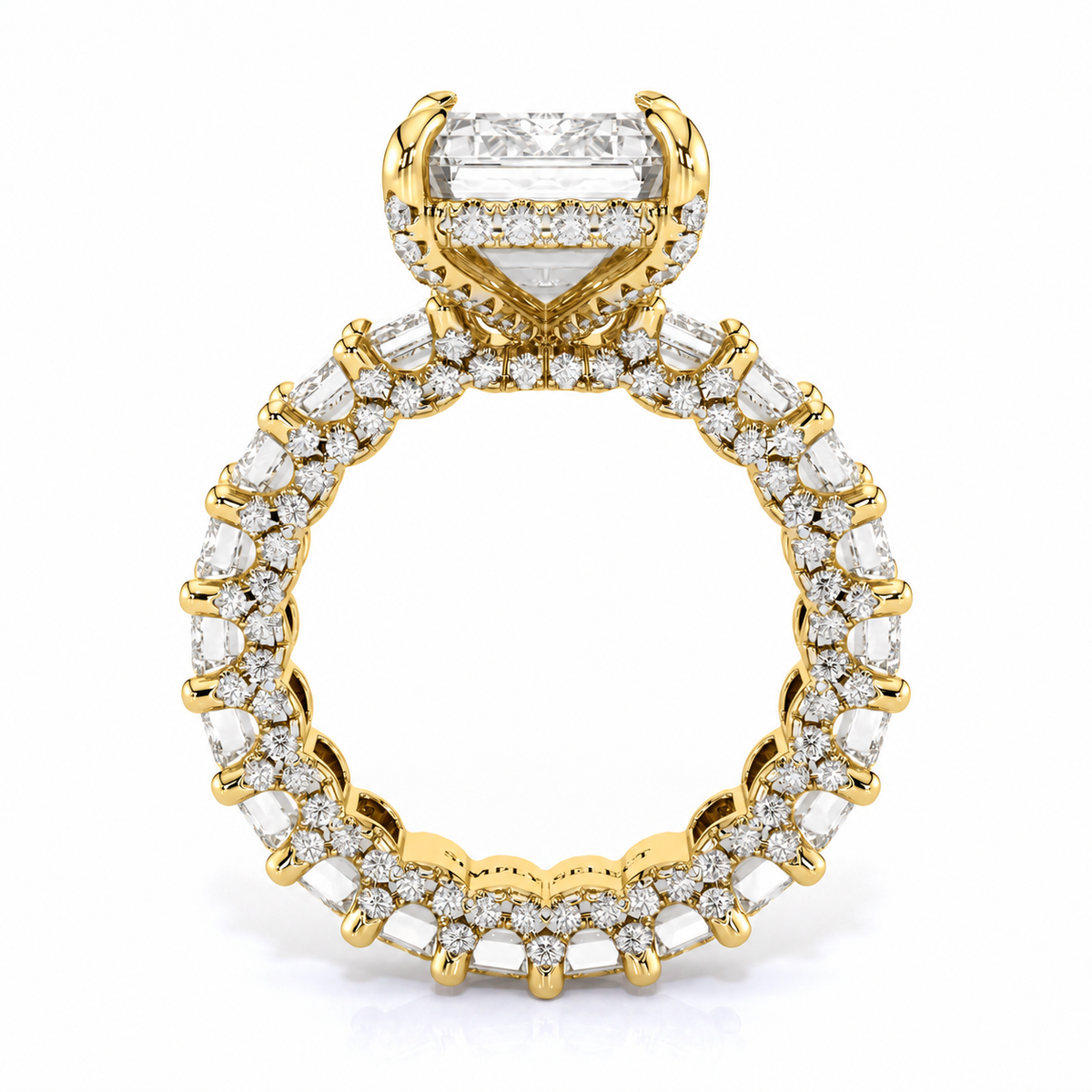 Vanessa engagement ring, yellow gold, straight profile view